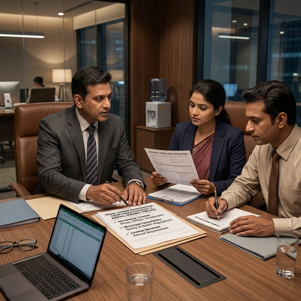 Trade license registration and municipal business compliance